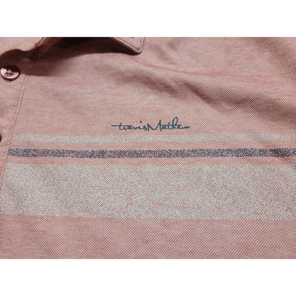 Travis Mathew Polo Shirt Mens XL Pink Golf Performance Striped Pima Cotton - Picture 9 of 16